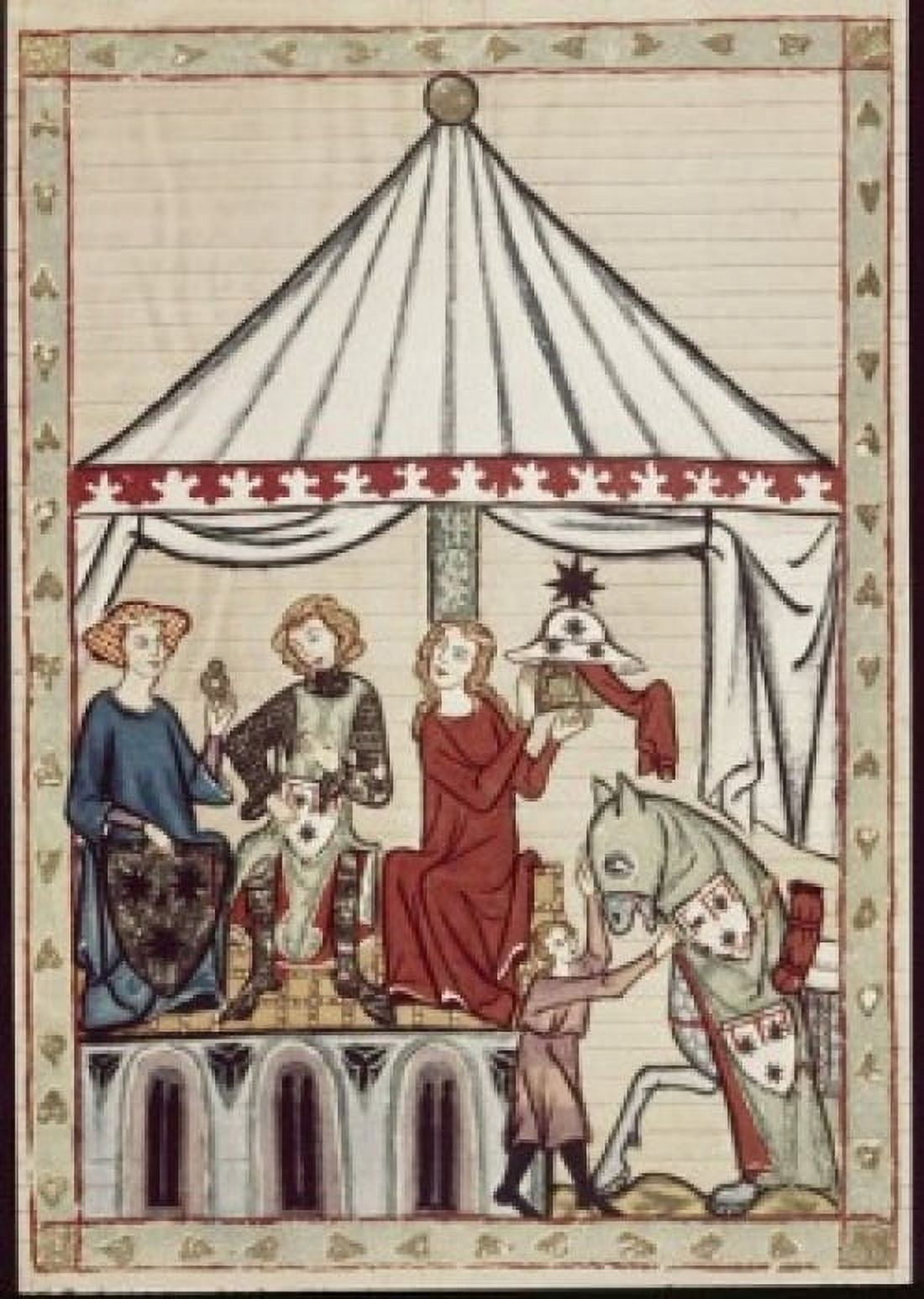 Manesse Codex Knight Receives Ring from His Lady 1305-1340 Artist Unknown Illuminated manuscript Heidelberg University Llibrary Germany Canvas Art - (24 x 36)