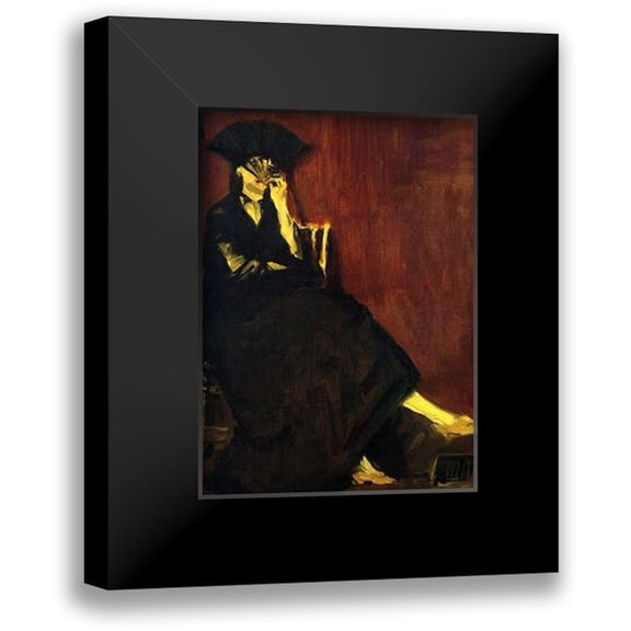Manet, Edouard 11x14 Black Modern Framed Museum Art Print Titled - Berthe Morisot with Fan