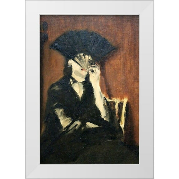 Manet, Edouard 11x14 White Modern Wood Framed Museum Art Print Titled - Berthe Morisot With a Fan