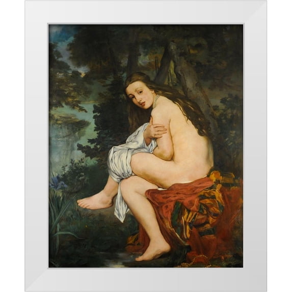 Manet, Edouard 12x14 White Modern Wood Framed Museum Art Print Titled - La Nymphe surprise