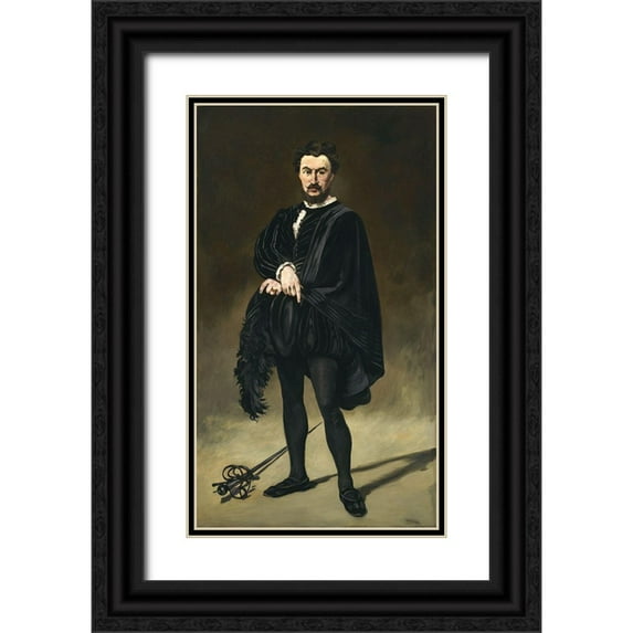 Manet, Edouard 12x18 Black Ornate Wood Framed with Double Matting Museum Art Print Titled - The Tragic Actor