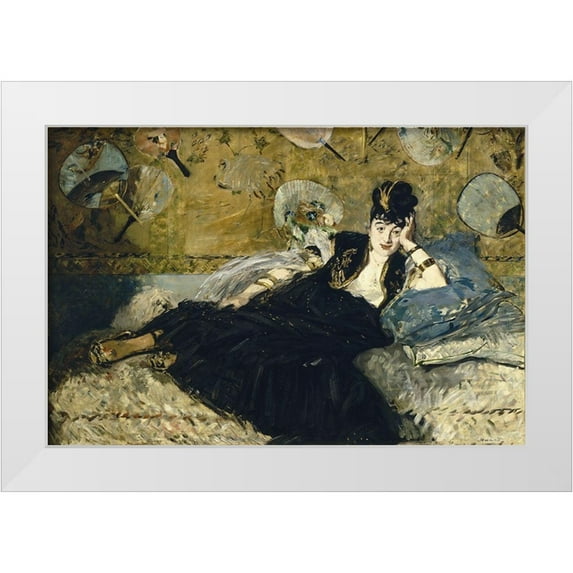 Manet, Edouard 14x11 White Modern Wood Framed Museum Art Print Titled - Woman with Fans