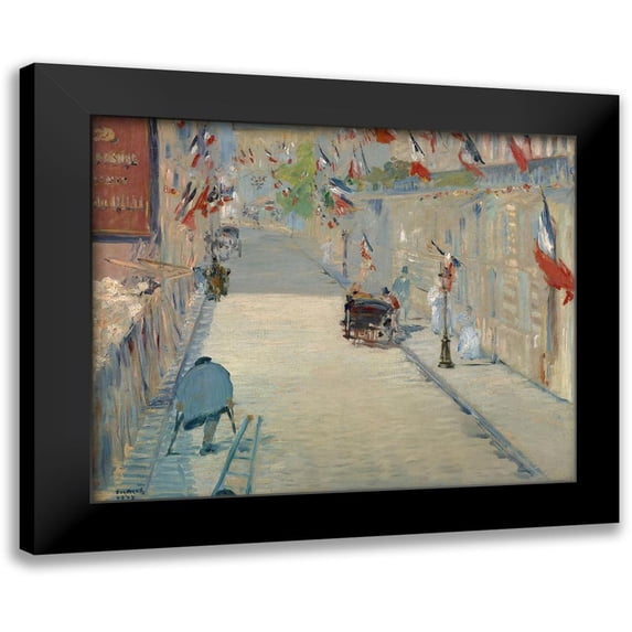 Manet, Edouard 14x12 Black Modern Framed Museum Art Print Titled - The Rue Mosnier with Flags