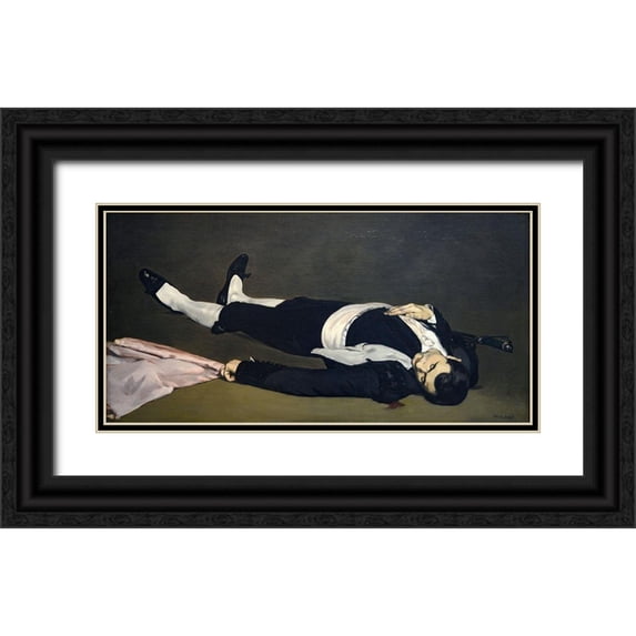 Manet, Edouard 14x9 Black Ornate Wood Framed with Double Matting Museum Art Print Titled - The Dead Toreador