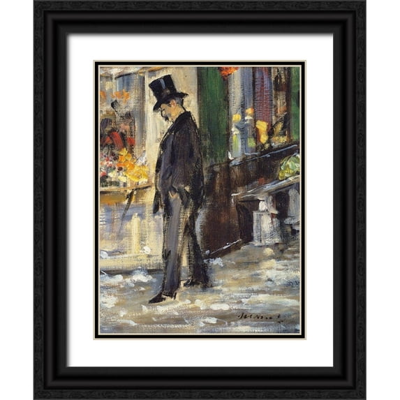 Manet, Edouard 15x18 Black Ornate Wood Framed with Double Matting Museum Art Print Titled - Promeneur