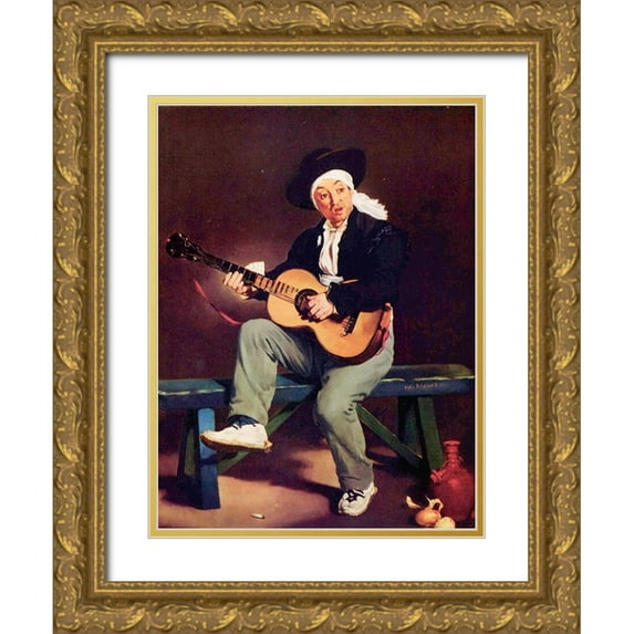 Manet, Edouard 15x18 Gold Ornate Wood Framed with Double Matting Museum Art Print Titled - The Spanish singer
