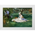 thumbnail image 1 of Manet, Edouard 18x13 White Modern Wood Framed Museum Art Print Titled - The Monet Family in Their Garden at Argenteuil, 1 of 4