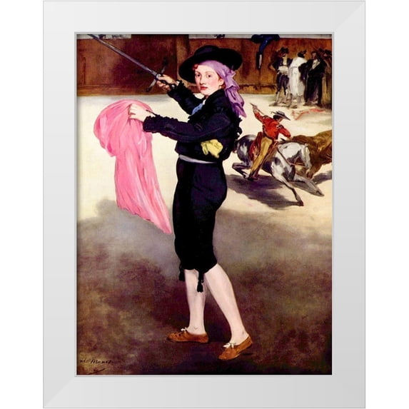 Manet, Edouard 19x24 White Modern Wood Framed Museum Art Print Titled - Mademoiselle V. in the Costume of an Espada
