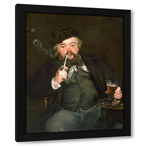 Edouard Manet 20x24 Black Modern Wood Framed Wall Art Titled - Le Bon Bock