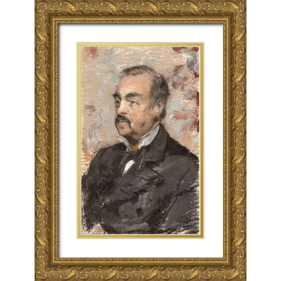 Manet, Edouard 22x32 Gold Ornate Wood Framed with Double Matting Museum Art Print Titled - Portrait of Julien de la Rochenoire