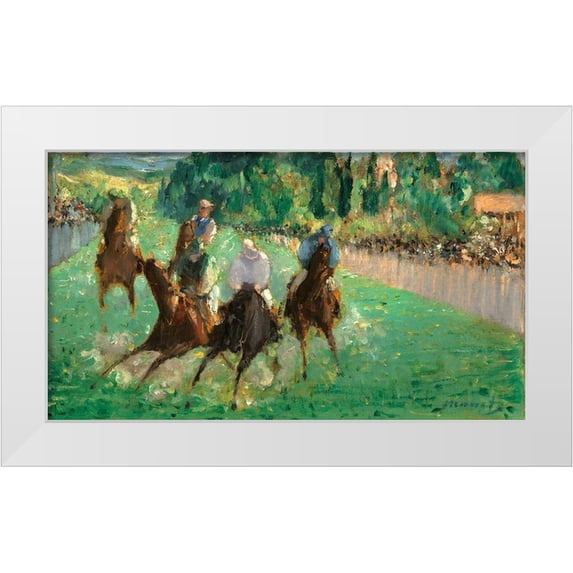 Manet, Edouard 24x15 White Modern Wood Framed Museum Art Print Titled - At the Races