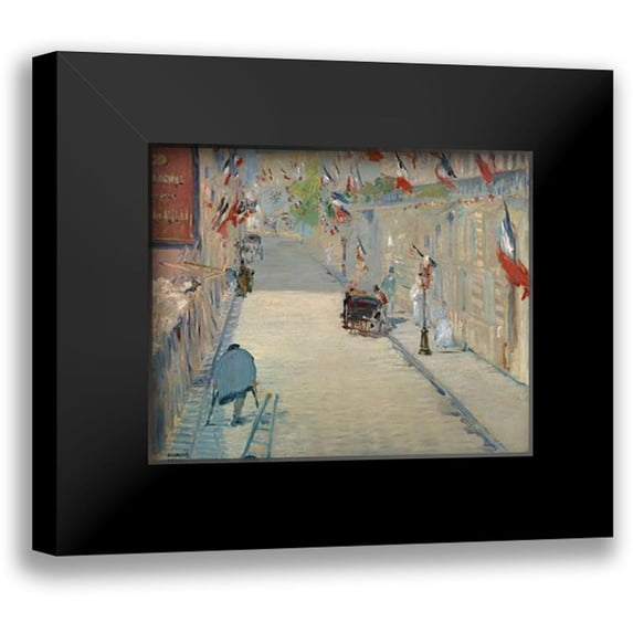 Manet, Edouard 24x20 Black Modern Framed Museum Art Print Titled - The Rue Mosnier with Flags