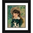 thumbnail image 1 of Manet, Edouard 26x32 Black Ornate Wood Framed with Double Matting Museum Art Print Titled - Young Girl on a Bench, 1 of 4