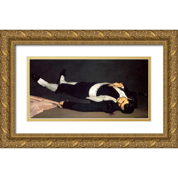 Manet, Edouard 32x18 Gold Ornate Wood Framed with Double Matting Museum Art Print Titled - The Dead Toreador