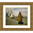 thumbnail image 1 of Manet, Edouard 32x26 Gold Ornate Wood Framed with Double Matting Museum Art Print Titled - Marine in Holland, 1 of 4