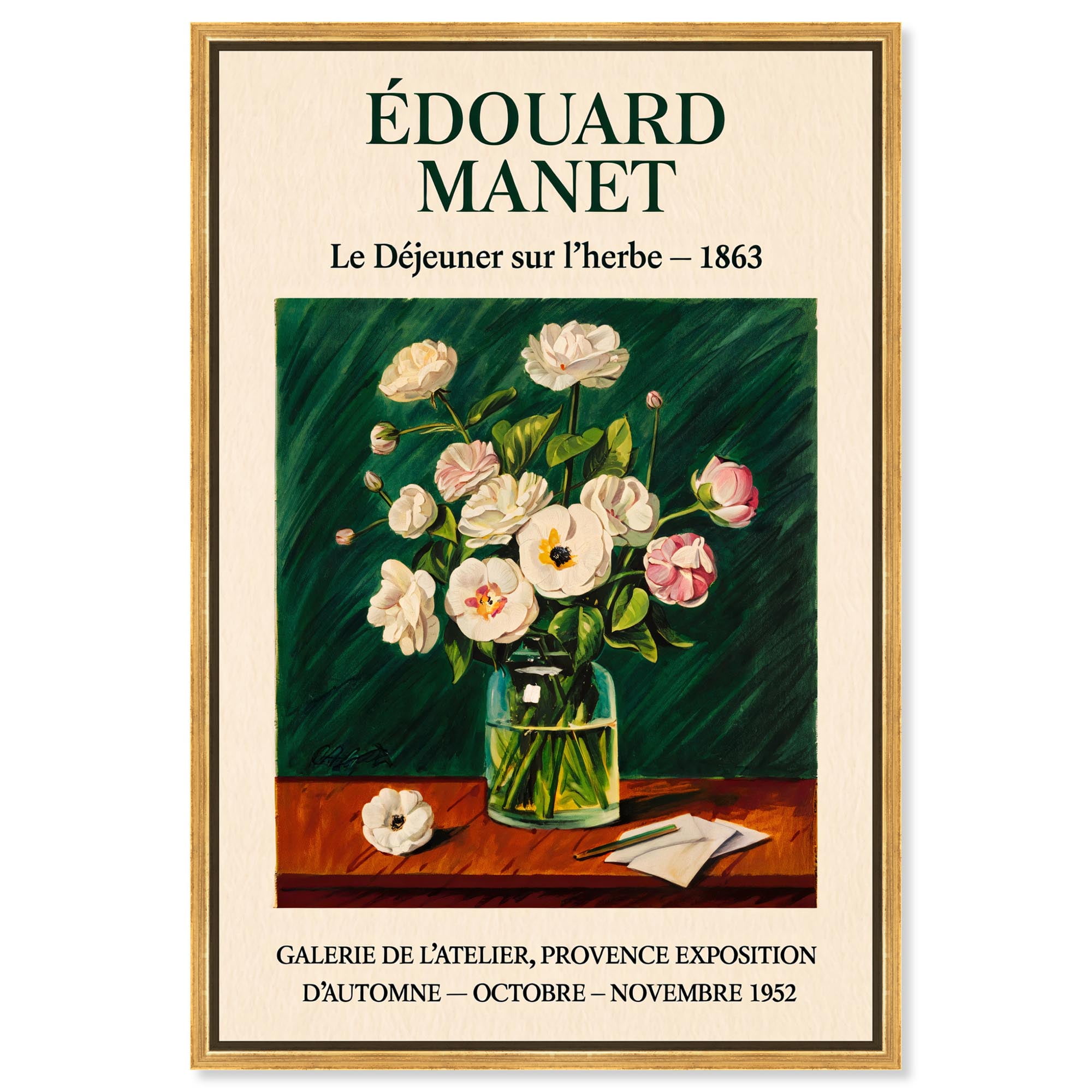 Manet's Floral Canvas Vintage Art Poster by Art Remedy, Gold Frame, 36 ...