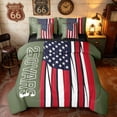 thumbnail image 1 of Manfei 250 Years Print King Bedding, Modern US Flag King Bed in a Bag, Olive Red White Blue, Black Reversible 7pcs, 1 of 6