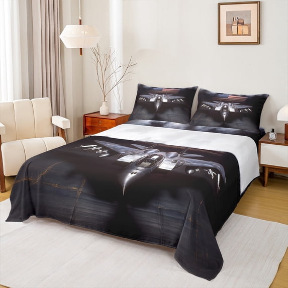 Manfei 3-Piece Twin Jet Sheet Set - USA Flag Transportation
