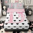 thumbnail image 1 of Manfei 3D Alphabet Print C Zipper Full Size Comforter Sets with Fitted Sheet and 2 Pillowcases,Pink Girly Bowknot Zipper Bedding Set,Pink Reversible,4pcs, 1 of 7