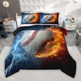 thumbnail image 1 of Manfei 3D Baseball Full Size Comforter Sets for Boys, Fire and Water Bedding Comforter Set, Modern Ball Sports Reversible Bedding Sets, Luxury Bedroom Decor, 3pcs, 1 of 9