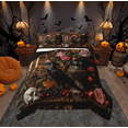 thumbnail image 1 of Manfei 3D Black Crow Full Size Comforter Sets, Vintage Western Flower Floral Bedding Comforter Set, Teens Kids Adult Reversible Bedding Sets, Super Cozy Room Decor, 3-Piece, 1 of 9