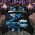 thumbnail image 1 of Manfei 3D Blue Hummingbird Full Size Comforter Sets, Lake Lotus Flower Bedding Comforter Set, Dreamy Glitter Stars Galaxy Reversible Bedding Sets, Luxury Bedroom Decor, 3pcs, 1 of 8