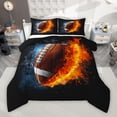 thumbnail image 1 of Manfei 3D Brown Rugby Bedding Comforter Set for Boys, Fire and Water Twin Comforter Sets, Modern Ball Sports Reversible Bedding Set, Luxury Bedroom Decor, 2pcs, 1 of 9