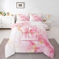 thumbnail image 1 of Manfei 3D Cartoon Bow Print Full Size Comforter Sets,White Pink Monogrammed E Bedding Comforter Set,Pink Reversible,3-Piece,1 Comforter and 2 Pillowcases, 1 of 7