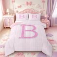 thumbnail image 1 of Manfei 3D Cartoon Monogram B King Size Comforter Sets,Modern Geometric Pattern Comforters King Size,Pink Reversible,3 Pieces,1 Comforter and 2 Pillowcases, 1 of 7