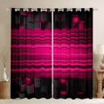 thumbnail image 1 of Manfei 3D Cube Neon Light Kitchen Curtains, Gradient Stripe Black Out Curtains Pack of 2 (42x63 Each), Pink Black, 1 of 6