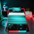 thumbnail image 1 of Manfei 3D Cube Neon Light Twin Sheets, Teal Gradient Stripe Bedding, Teal Black, Black Reversible 3 Pieces1 Flat Sheet + 1 Fitted Sheet + 1 Pillowcase, 1 of 6