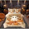 thumbnail image 1 of Manfei 3D Cute Ghost Bedding Comforter Set 7pcs for Teen, Jungle Orange Pumpkin Queen Bedding Sets, Rustic Groovy Flower Reversible Queen Sheet Sets, Microfiber Bedroom Decor, 1 of 8