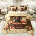 thumbnail image 1 of Manfei 3D Dachshund Teens Bedding Comforter Set 7 Pieces, Vintage French Rose Floral Full Bedding Set, Old Fashion Reversible Fitted Sheet Flat Sheet, Lightweight Room Decor, 1 of 7
