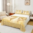 thumbnail image 1 of Manfei 3D Fashion Ribbon Bed Sheets for Female, Chic Sequin Print King Sheets, Glitter Yellow Diamond Sheet Set, Breathable Home Decor, 4-Piece, 1 of 7