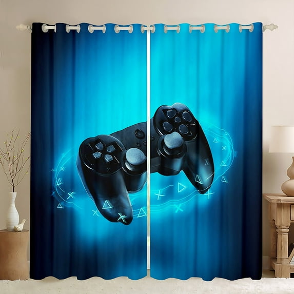 Manfei 3D Game Console Curtains Pack of 2 (42x84 Each), Modern Gamepad Lover Curtains Blackout, Teens Kids Boys Girls Bedroom Curtains, Curtains and Drapes Room Decor