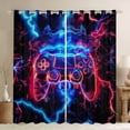 thumbnail image 1 of Manfei 3D Gamepad Child Black Out Curtains, Neon Blue Lightning Curtains Pack of 2 (42x63 Each), Chic Game Console Bedroom Curtains, Curtains Blackout Room Decor, 1 of 6