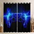 thumbnail image 1 of Manfei 3D Gamepad Child Curtains Pack of 2 (42x84 Each), Neon Blue Lightning Curtains Blackout, Chic Game Console Bedroom Curtains, Curtains and Drapes Room Decor, 1 of 6
