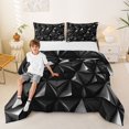 thumbnail image 1 of Manfei 3D Geometric Triangle Queen Comforter Set, Black White Comforter Sets Queen, Black Reversible 3-Piece, 1 Comforter and 2 Pillowcases, 1 of 6