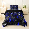 thumbnail image 1 of Manfei 3D Geometric Triangle Twin Comforter Sets, Blue Black Bedding Set, Black Reversible 2pcs, 1 Comforter and 1 Pillowcase, 1 of 6