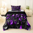 thumbnail image 1 of Manfei 3D Geometric Triangle Twin Comforter Sets, Purple Black Bedding Set, Black Reversible 2-Piece, 1 Comforter and 1 Pillowcase, 1 of 6