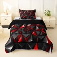 thumbnail image 1 of Manfei 3D Geometric Triangle Twin Comforter Sets, Red Black Bedding Set, Black Reversible 2 Pieces, 1 Comforter and 1 Pillowcase, 1 of 6