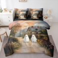 thumbnail image 1 of Manfei 3D Ghost Bedding Comforter Set 7pcs for Kids, Vintage Halloween Queen Bedding Sets, Countryside Road Reversible Queen Sheet Sets, Luxury Bedroom Decor, 1 of 7