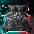 thumbnail image 1 of Manfei 3D Hexagon Neon Light King Bedding, White Glowing Cube King Bed in a Bag, White Black, Black Reversible 7pcs, 1 of 6