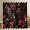 thumbnail image 1 of Manfei 3D Horror Bat Black Out Curtains, Western Retro Rose Curtains Pack of 2 (42x63 Each), Romantic Anniversary Bedroom Curtains, Window Curtains Home Decor, 1 of 6