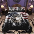 thumbnail image 1 of Homewish 3D Jungle Wolf Bedding Comforter Set, Retro American Flag Twin Comforter Sets, Western Countryside Reversible Bedding Set, Microfiber Bedroom Decor, 2-Piece, 1 of 8
