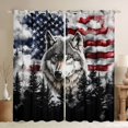 thumbnail image 1 of Homewish 3D Jungle Wolf Black Out Curtains, Retro American Flag Curtains Pack of 2 (42x63 Each), Western Countryside Bedroom Curtains, Curtains and Drapes Bedroom Decor, 1 of 6