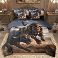 thumbnail image 1 of Manfei 3D Lion Bedding Comforter Set 7pcs, Jungle Animal Wildlife King Bedding Sets, Natural Theme Bed Sheets, Luxury Bedroom Decor, 1 of 8