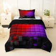 thumbnail image 1 of Manfei 3D Neon Light Twin Comforter Sets, Red Purple Gradient Striped Bedding Set, Black Reversible 2 Pieces, 1 Comforter and 1 Pillowcase, 1 of 6