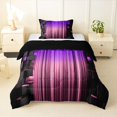 thumbnail image 1 of Manfei 3D Neon Stripes Twin Comforter Sets, Gradient Vertical Lines Bedding Set, Purple Pink Black, Black Reversible 2-Piece, 1 Comforter and 1 Pillowcase, 1 of 6