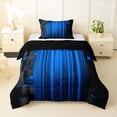 thumbnail image 1 of Manfei 3D Neon Stripes Twin Comforter Sets, Vertical Lines Bedding Set, Blue Black, Black Reversible 2-Piece, 1 Comforter and 1 Pillowcase, 1 of 6